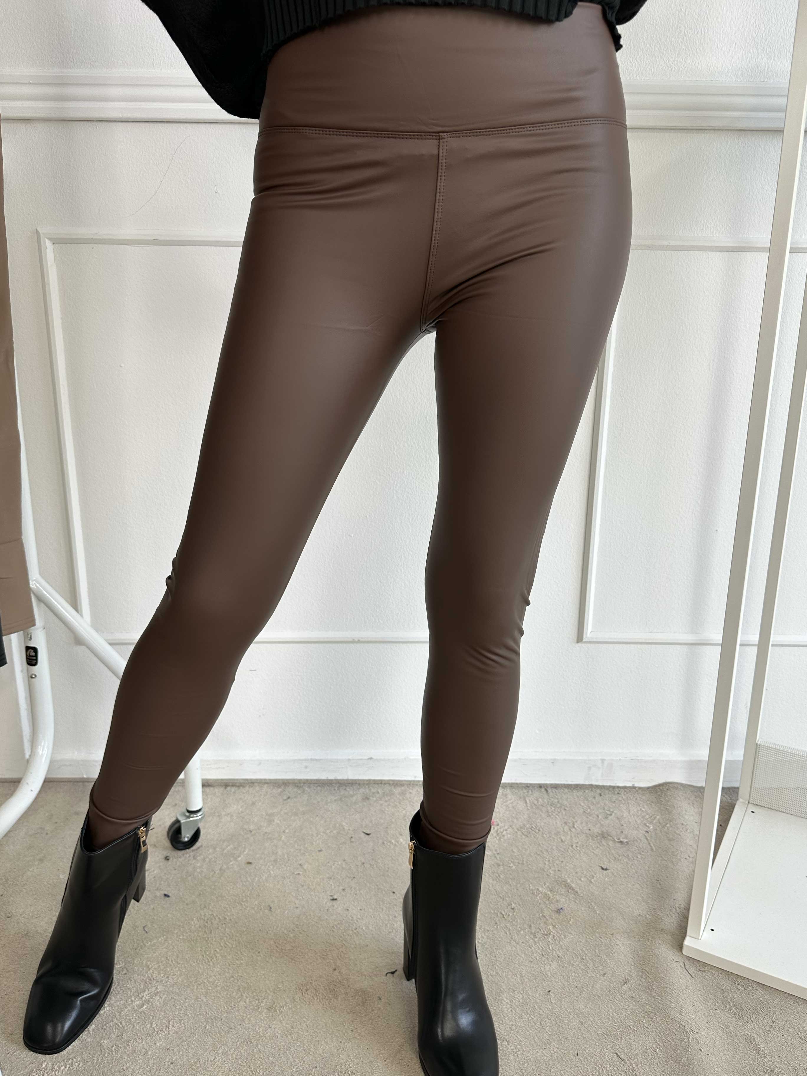 Dea - Læderlook leggings med stræk